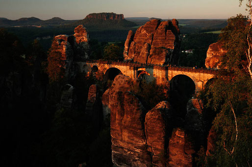 Sonnenaufgang Basteibrücke, Elbsandsteingebirge