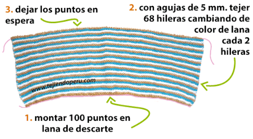 Cómo tejer una bufanda tipo corbata en dos agujas o palitos para damas