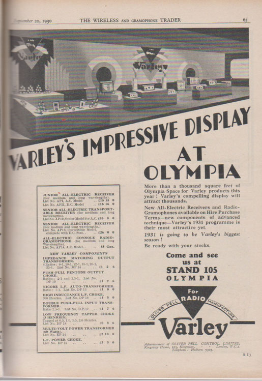 Varley Advert from 1930