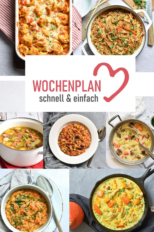 Was soll es die Woche bloß zu essen geben? Bei diesem Wochenplan gibt es ausschließlich Express-Rezepte die in max. 30 Minuten fertig sind, vegetarisch, vegan möglich, Thermomix, schnell und einfach