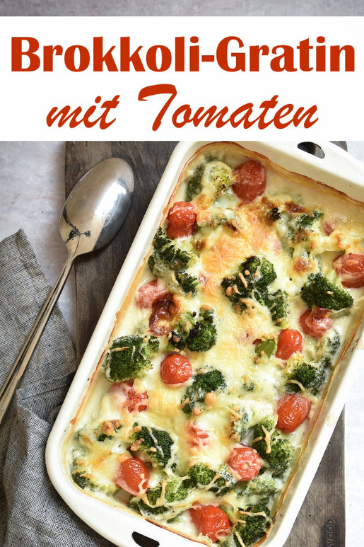 Brokkoli Gratin z.B. mit Tomaten, ohne Fixpulver zubereitet, vegetarisch, vegan möglich, Thermomix Rezept