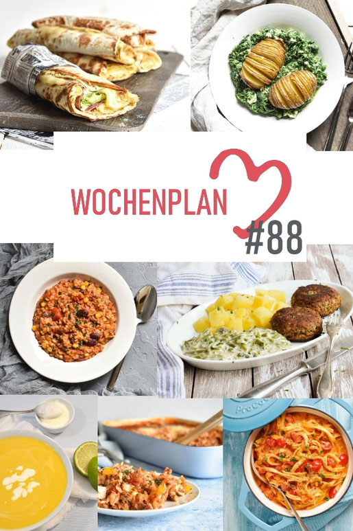 Was soll es die Woche bloß zu essen geben? Ich habe dir hier eine ganze Woche an leckeren Rezepten zusammengestellt - du kannst sie alle vegan oder vegetarisch kochen - der mix dich glücklich Wochenplan für den Thermomix - Nummer 88