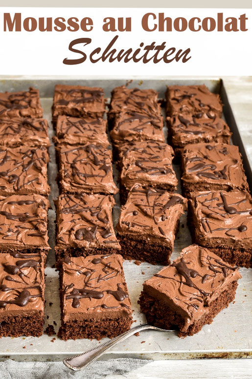 Mousse au Chocolat Schnitten - knallermäßiger Blechkuchen, der ganz einfach zu machen ist, auch für Backanfänger geeignet, vegan möglich, z.B. aus dem Thermomix