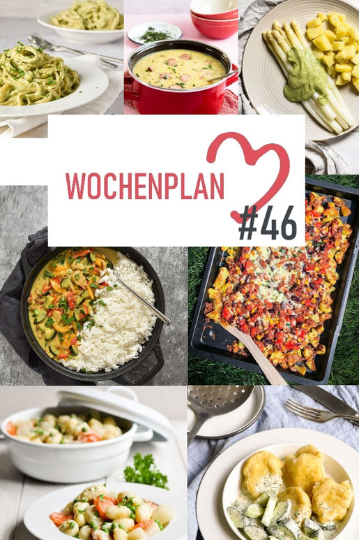 Was soll es die Woche bloß zu essen geben? Ich habe dir hier eine ganze Woche an leckeren Rezepten zusammengestellt - du kannst sie alle vegan oder vegetarisch kochen - der mix dich glücklich Wochenplan für den Thermomix - Nummer 46