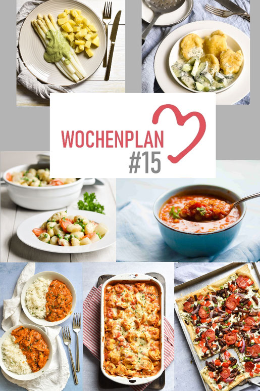 Was soll es die Woche bloß zu essen geben? Ich habe dir hier eine ganze Woche an leckeren Rezepten zusammengestellt - du kannst sie alle vegan oder vegetarisch kochen - der mix dich glücklich Wochenplan für den Thermomix - Nummer 15