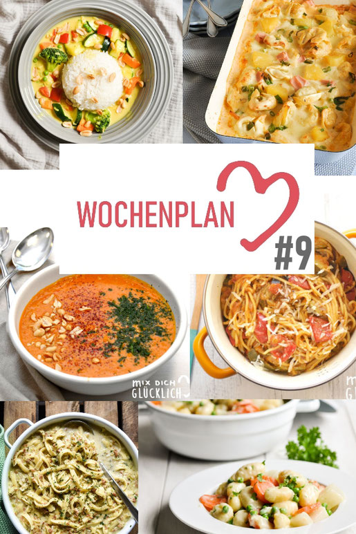 Was soll es die Woche bloß zu essen geben? Ich habe dir hier eine ganze Woche an leckeren Rezepten zusammengestellt - du kannst sie alle vegan oder vegetarisch kochen - der mix dich glücklich Wochenplan für den Thermomix - Nummer 3