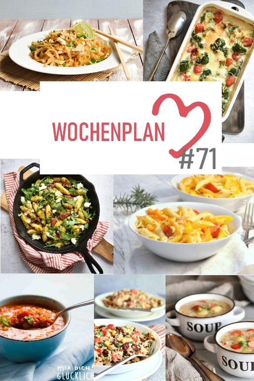 Was soll es die Woche bloß zu essen geben? Ich habe dir hier eine ganze Woche an leckeren Rezepten zusammengestellt - du kannst sie alle vegan oder vegetarisch kochen - der mix dich glücklich Wochenplan für den Thermomix - Nummer 71