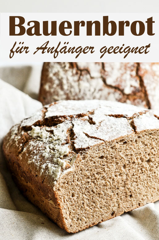 Leckeres Bauernbrot aus Roggenmehl und Dinkelmehl, für Anfänger geeignet, nicht schwer zu machen, gebacken wird in einer Form mit Deckel, Teig z.B. aus dem Thermomix, vegan