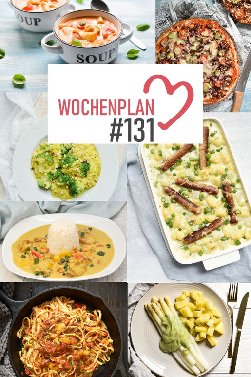 Was soll es die Woche bloß zu essen geben? Leckeres Gemüse, Pasta, Pizza oder lieber ein Curry oder Reisgericht? Hier kommt Wochenplan 131, Thermomix