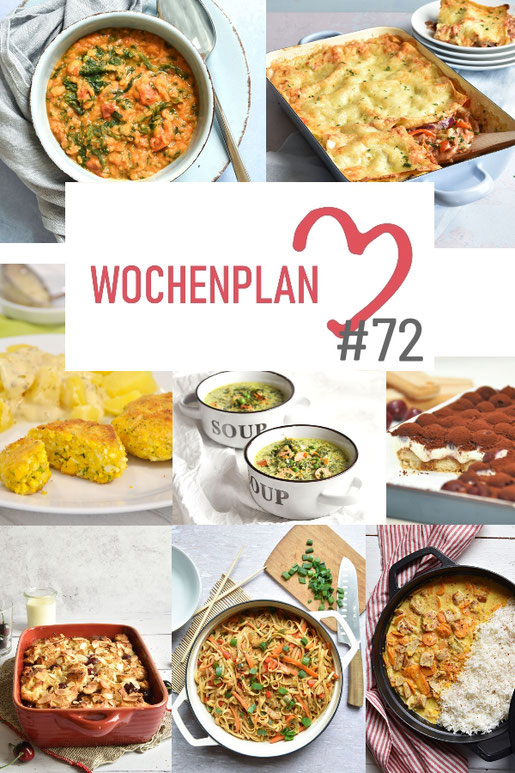 Was soll es die Woche bloß zu essen geben? Ich habe dir hier eine ganze Woche an leckeren Rezepten zusammengestellt - du kannst sie alle vegan oder vegetarisch kochen - der mix dich glücklich Wochenplan für den Thermomix - Nummer 72