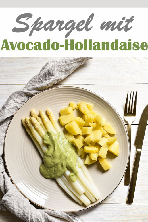 Eine wunderbare Alternative zu normaler Hollandaise ist diese Avocado Soße - hier z.B mit Kartoffeln und Spargel als all in one Gericht aus dem Thermomix, vegan, vegetarisch