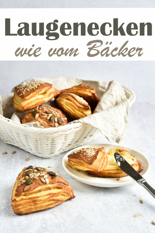 Laugenecken wie vom Bäcker ganz einfach selber machen, vegan möglich, Teig aus dem Thermomix, geht aber auch ohne, für 6 Stück in Brötchengröße