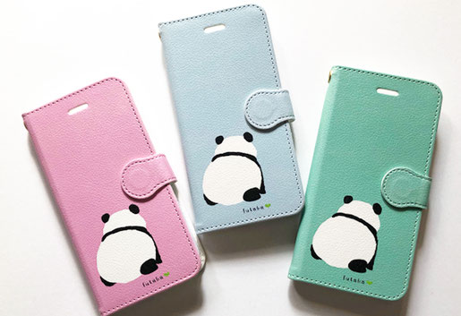 パンダおやこの手帳型スマホケース