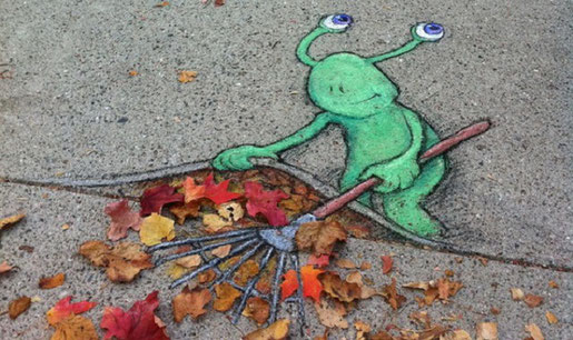 Dessin à la craie sur.. un trottoir - David Zinn - Michigan