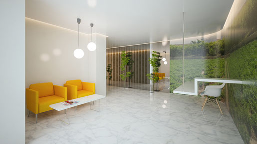 Render Hall de edificio en Murcia