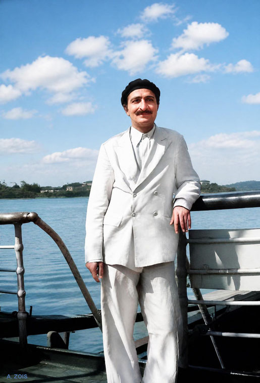 1937 : Meher Baba on board the ship SS Circassia. Image rendition by Anthony Zois. BP