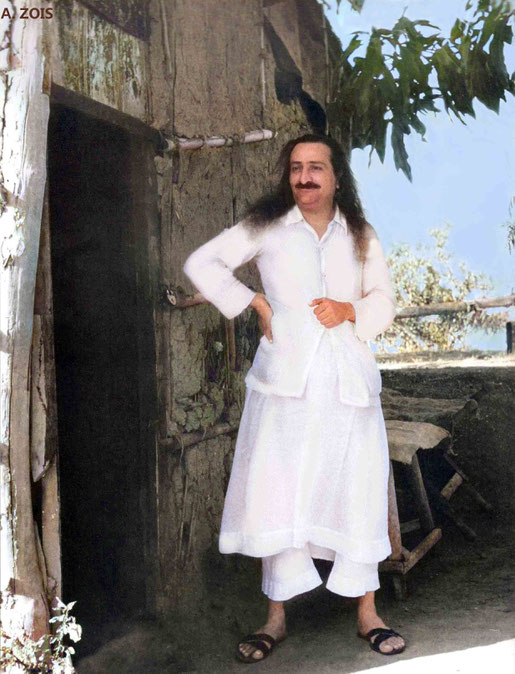 October 17, 1941 : Meher Baba in Dahigaon village, Nasik district. Image rendition by Anthony Zois.