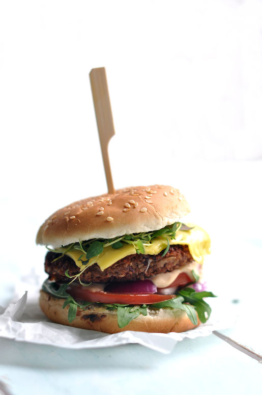 Vegetarischer Burger, Patty aus Kidneybohnen, Thermomix, vegan möglich