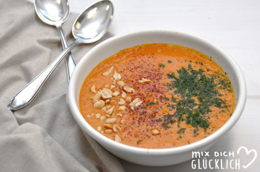 rote Linsen Erdnuss Suppe afrikanisch vegan aus dem Thermomix