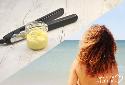 Heat Protection Creme selber gemacht DIY Hitzeschutz für die Haare im Sommer oder beim Styling aus Sheabutter aus dem Thermomix vegan