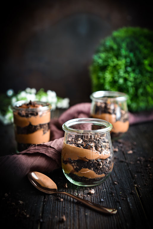 Schoko-Schicht-Dessert für Chocoholics. Aus nur 3 Zutaten. Schokoladendessert.