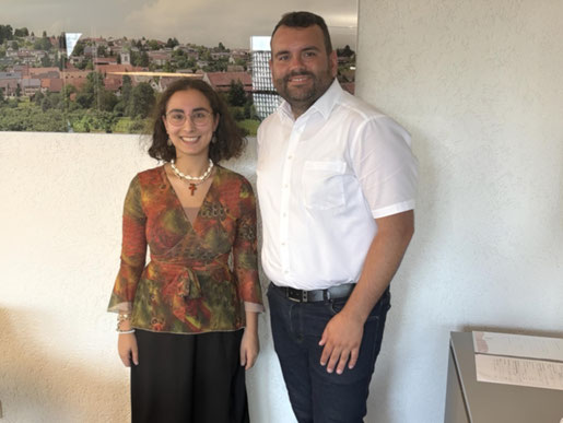 Foto: Die SPD-Landtagskandidatin Joana Stöhrer da Costa trifft Andreas Morasch, Bürgermeister der Gemeinde Lottstetten