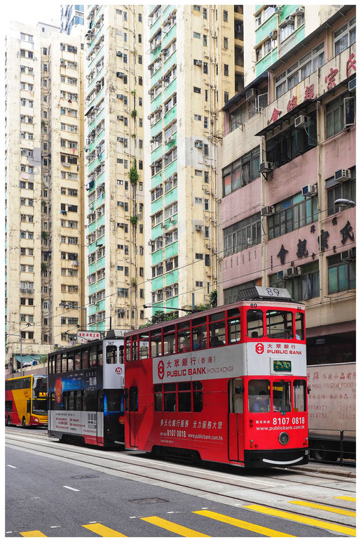 Hongkong - Sheung Wan - Des Voeux Road West - Ding Ding - Straßenbahn