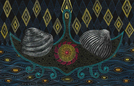 「蛤貝・𧏛貝」 スクラッチ 90x140mm　