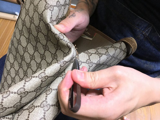 グッチ(Gucci)ブランド品リメイク。トートバッグをショルダーバッグへリメイク