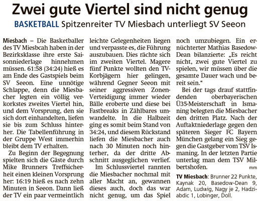 Bericht im Miesbacher Merkur am 22. November 2022 - Zum Vergrößern klicken