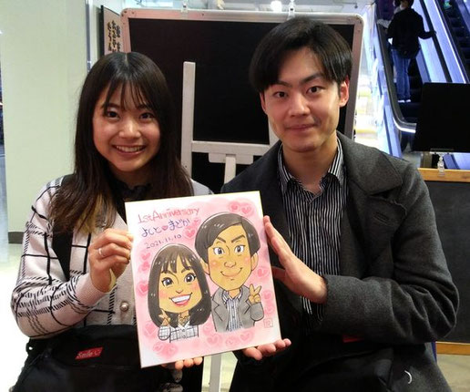 東京タワー 似顔絵チームタワーズ 色紙サイズの似顔絵