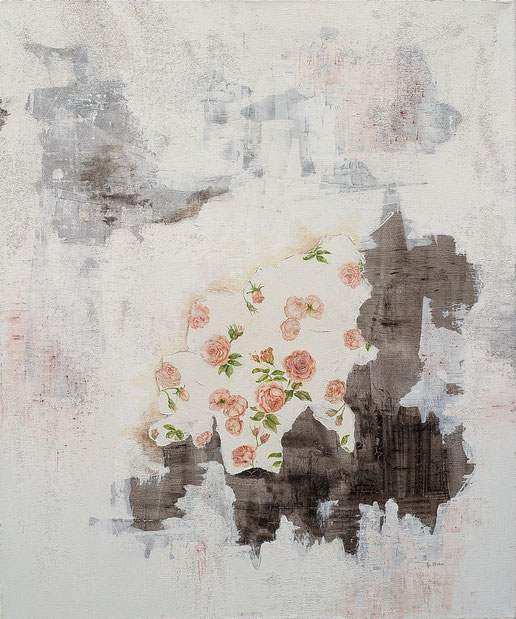 „Rosenzauber“ / 2013 / Baumaterialien-Mischtechnik auf Leinwand 100 x 120 cm