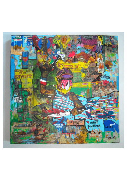 Techniques mixtes & transferts d'images sur toile, 50X50cm, 2016