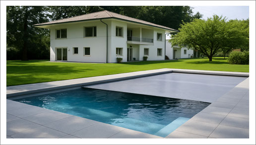 dorada pool Projekt: Linear 1140/470 Integra - Farbe Granicite steingrau - Solar Lamellen - in Darmstadt