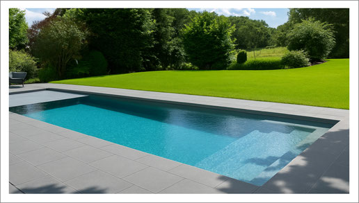 dorada pool Projekt: DLine Linear 940/370 Integra - Farbe Granicite steingrau - Solar Lamellen - Gegenschwimmanlage