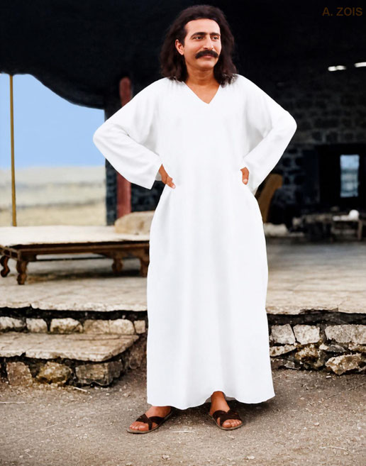 1927 : Meher Baba at Meherabad, India. Image rendition by Anthony Zois. BP