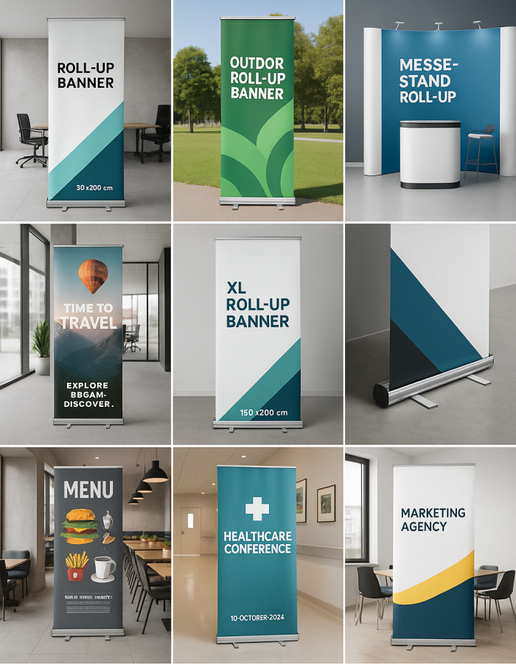 Roll up banner drucken, Werbebanner aufsteller