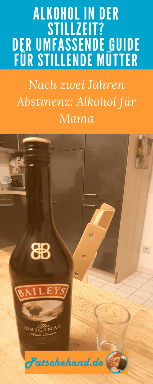 Grafik zu Alkohol und Stillen mit "Baileys" auf Mama-Blog Patschehand.de zum Pinnen auf Pinterest oder Teilen auf facebook