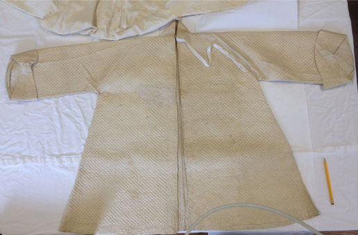 Eighteenth century quilted silk bedgown from the Fashion Museum Bath collection. BATMC 97.18 (loan)