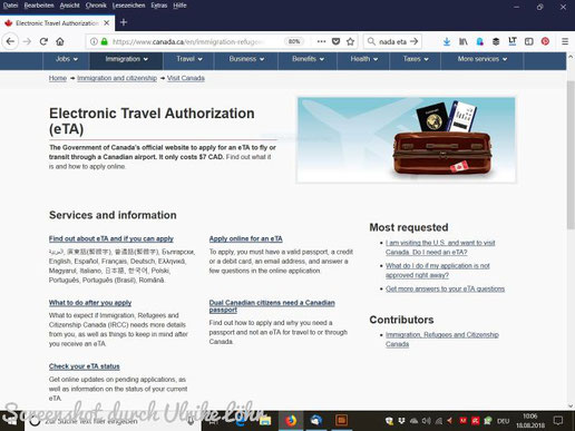 Kanada: elektronische Reisegenehmigung (eTA) richtig ausfüllen {Werbung ohne Auftrag} 