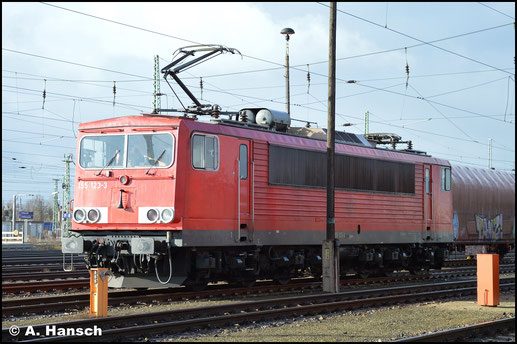 Am 12. Februar 2019 rückt 155 123-3 am Hbf. Cottbus gerade zu einem Einsatz aus