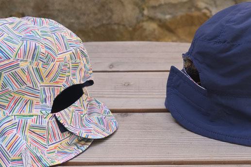 chapeau réversible en toile coton ou lin pour jardiner
