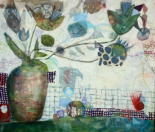 o.T.  ----    2019 ----     68 x 54   ----    Collage, Öl und Kaltwachs  ---- (Privatbesitz)