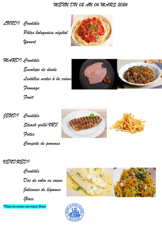 menu cantine