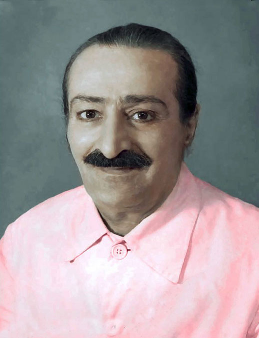 Meher Baba's colourized passport photo taken 29th September 1951