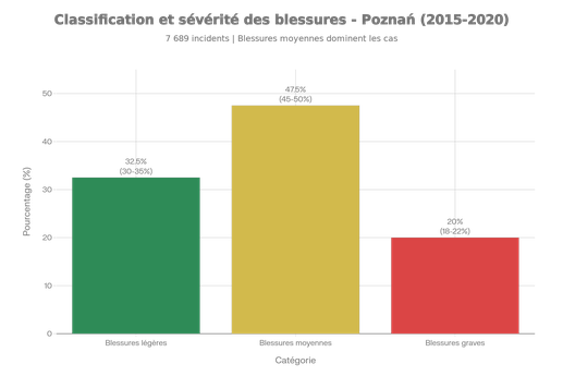 Classification et sévérité des blessures en Pologne (2015-2020) - Étude de 7 689 incidents à Poznań