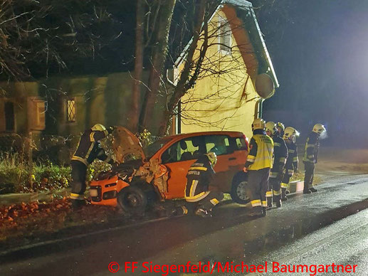 Feuerwehr; Blaulicht; BFKDO Baden; PKW; Unfall; B210; Helenental;