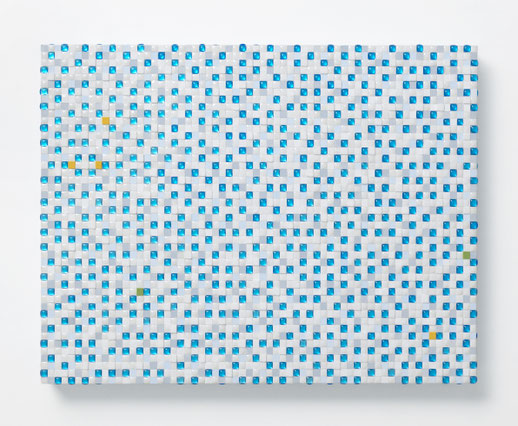 5「Windows」綿布、岩絵具、アルミ箔、樹脂、アクリル絵具、木製パネル　F6(31.8 x 40.9cm)