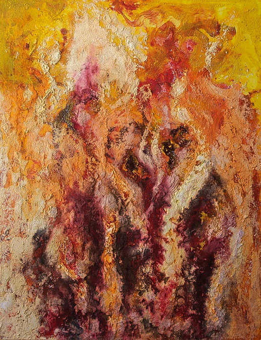 „Leidenschaft“ / 2009 / Baumaterialien-Mischtechnik auf Leinwand 100 x 120 cm