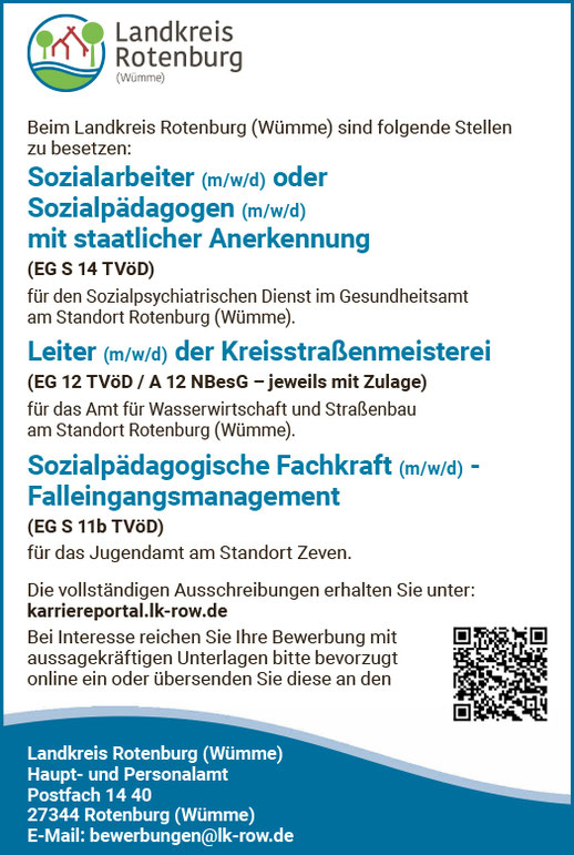 stellenausschreibungen ROW und zeven juli 2025